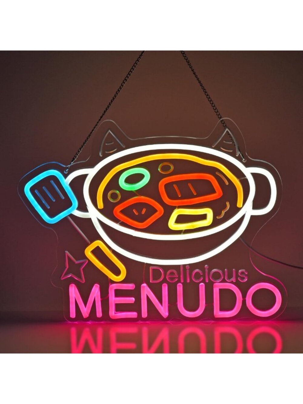 Neon LED Light Sign for Mexican Restaurant Wall Decor - Menudo Vibe Art